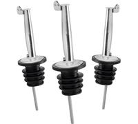 Lot de 3 becs verseurs pour bouteilles, huile, vinaigre, bec verseur avec couvercle en acier inoxydable de haute qualité. Bec verseur de bouteille en liège avec capuchon de protection, dosage précis x