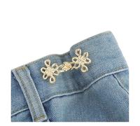 Lot de 3 belles boucles serrage réglables for jeans, sans couture, bouton métallique for pantalons Pour Pantalon Trop Large(Gold)