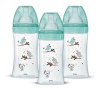 Lot de 3 Biberons Anti-Colique Initiation+ - Verre - 270ml - 0-6 Mois - Tétine Ronde - Débit 2