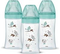 Lot de 3 Biberons DODIE Anti-Colique Initiation+ - Verre - 270ml - 0-6 Mois - Tétine Ronde - Débit 2