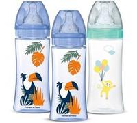 DODIE Lot de 3 Biberons Anti-Coliques Tétines Rondes 330ml +6 mois 3 vitesses Débit 3 - Bleu et vert