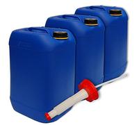 Lot de 3 bidons plastique 25 L bleu, alimentaire + 1 bec verseur flexible DIN 61 (22248x3+22020)