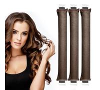Lot de 3 bigoudis sans chaleur, pour dormir, sans chaleur, outils de coiffage, tiges de soufflage de nuit pour cheveux longs, courts et ondulés, style DIY - Marron