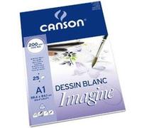 Lot de 3 blocs de 25 feuilles de papier dessin IMAGINE 200g A1 blanc G