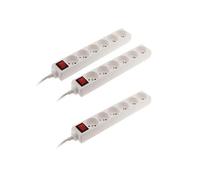 Lot de 3 Blocs 6 Prises 16A 2P+T + Interrupteur - Blanc - Zenitech