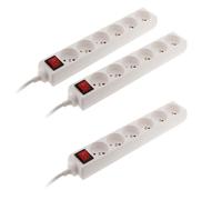 - Lot de 3 blocs multiprise 6 prises 16A 2P+T interrupteur - blanc