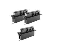 Otio - Lot de 3 blocs multiprises encastrables 3x16A 2P+T avec 2 ports USB - Noir Noir