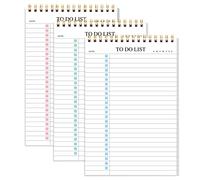 Lot de 3 blocs-notes avec liste de choses à faire, planificateur quotidien non daté avec liste de choses à faire, planificateur à spirale, étanche, pour fournitures de bureau, planificateur scolaire,