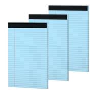 Lot de 3 blocs-notes bleus de 21,6 x 27,9 cm, bloc-notes à lignes larges de 21,6 x 27,9 cm, 30 feuilles par bloc-notes, bloc-notes micro perforés colorés de 21,6 x 27,9 cm pour le travail, l'école, le