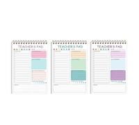 Lot de 3 blocs-notes de planification quotidienne pour enseignant, 50 feuilles non datées à double spirale, bloc-notes pour liste de contrôle, bloc-notes pour planification quotidienne