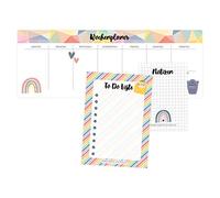 Lot de 3 blocs-notes pour planificateur hebdomadaire, notes et liste de choses à faire - Agenda journalier géométrique - Idéal pour l'école et la maison - 10,5 x 29,7 cm - DIN A6 - DIN A7