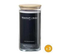 Lot de 3 Bocaux de conservation en verre 1,3 litre