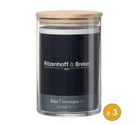 Lot de 3 Bocaux de conservation en verre 1 litre