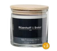 Lot de 3 Bocaux de conservation en verre 600 ml