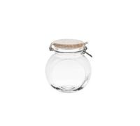 Lot de 3 Bocaux de Conservation Rond Incliné 1,3L Verre Couvercle Bois - PLAUZ