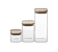 5five Bocaux hermétiques en verre avec couvercle en bois – Lot de 3