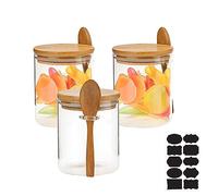 Lot de 3 bocaux en verre avec couvercle hermétique : boîtes de conservation de 530 ml avec cuillère, boîte de rangement