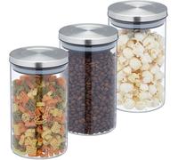 Lot De 3 Bocaux En Verre, Volume 800 Ml, Couvercle Inox, Bocal Conservation, Céréales, Pâtes, Riz, Transparent