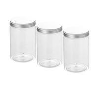Lot de 3 bocaux vides en plastique transparent avec couvercles à vis en aluminium | Sans BPA | Fermeture hermétique | 500 ml 800 ml 1000 ml | Récipients de stockage alimentaire pour cuisine