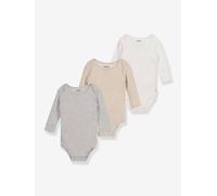 Lot de 3 bodies bébé coton bio manches longues beige 3M(60CM)
