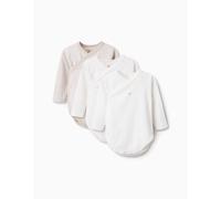 Lot De 3 Bodies Croisés À Manches Longues En Coton Blanc 1/3M(54/60)