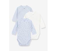 Lot de 3 bodies croisés manches longues imprimés bleu clair NAISSANCE(50CM)