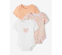 Lot de 3 bodies évolutifs bébé en coton biologique abricot poudré 3M(60CM)