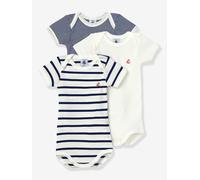 Petit Bateau Bodies bébé à rayures manches courtes – Lot de 3 – Mixte – 6 mois – Variante 1