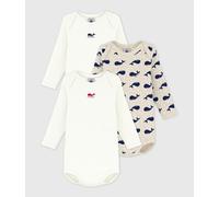 Lot de 3 bodies manches longues baleines bébé en coton Petit Bateau - multicouleur - Taille 36 mois 36M multicouleur