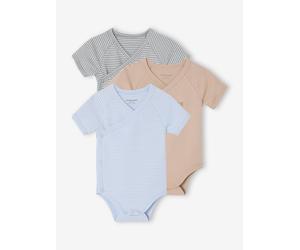Lot de 3 bodies naissance manches courtes mon petit c?ur bleu ciel NAISSANCE(50CM)