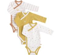 Sauthon - Body bébé coton manches longues Lot de 3 Jaune/Blanc 3M (60 cm)