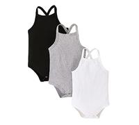 Lot de 3 Body Bébé Fille à Fines Bretelles sans Manches Bodies Grenouillère d'Eté en Tricot Côtelé de Couleur Unie (A, 18-24 Mois)