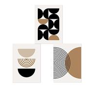 Lot De 3 Boho Abstrait Géométrique Beige Marron Noir Affiche Mur Art Toile Peinture Impressions Photo Milieu Du Siècle Salon Chambre Chambre Intérieur Décor-40 * 60Cm (Sans Cadre)