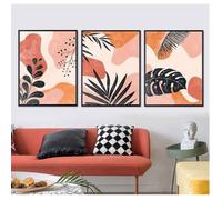 Lot de 3 Boho Leaf Poster Mid Century Terracotta Art Print Neutre Toile Peinture Minimaliste Moderne Mur Photo Décor Sans Cadre