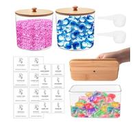 Lot de 3 Boîte à Détergent pour Rangement Lessive, Boîte à Détergent avec Pelles et Étiquettes, Support pour Lessive avec 2 Cuillères, boîte de Rangement pour Détergent et Capsules (14x13.5cm)