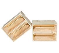 Lot de 3 Boîte en Bois Lumineux pour étagère à Chaussures/étagère à Livres - Nature Non-traité - Caisse à Fruits avec Planche Entre Clair comme Étagère 50 x 40 x 30 cm