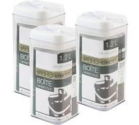 Lot de 3 boîte hermétique alimentaire en ABS, pot conservation cuisine avec couvercle pour céréales pâtes farine, capacité 1.2 L - Longueur 9.5 x Profondeur 9.5 x Hauteur 20 cm- JUANIO - Transparent G