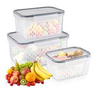 Lot De 3 Boîte Rangement Frigo,Boite de Conservation Alimentaire,Boite de Rangement Frigo,Bac a Legumes Pour Frigo,Récipient de Conservation Salade pour Légume Fruit Fromage,Rangement Frigo