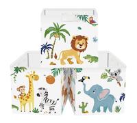 Lot de 3 Boite Rangement Tissu Animaux Forêt Cube de Rangement Pliable Garçons Filles Panier Kallax pour Lion Li BOITE DE RANGEMENT
