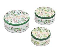 Lot de 3 boîtes à biscuits rondes en métal blanc et multicolore avec inscription « Merry Christmas » pour biscuits, biscuits et collations - Boîte à biscuits avec couvercle en 3 tailles