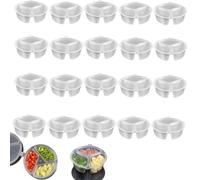 Lot de 3 boîtes à collations réutilisables à trois compartiments en plastique avec couvercle pour snacks Grab and Go, mini boîtes à sauces pour condiments et sauces