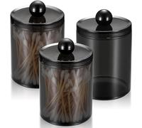 Lot De 3 BoîTes à Cotons-Tiges, Distributeur De Cotons-Tiges | Rangement Avec Couvercles En Acier Inoxydable Mat Pour Cotons, BoîTes, BâTonnets De Fil Dentaire éPonges De Maquillage