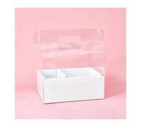 Lot de 3 boîtes à fleurs portables en PVC transparent, boîte gâteaux double trou, pliable for bouquets roses, d'emballage Pour Les Fleuristes(White)