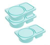Lot de 3 boîtes à goûter en silicone avec deux compartiments pour une séparation intelligente des aliments, couvercles étanches, passent au micro-ondes et au lave-vaisselle, parfaits pour les voyages