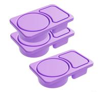 Lot de 3 boîtes à goûter en silicone avec deux compartiments pour une séparation intelligente des aliments, couvercles étanches, passent au micro-ondes et au lave-vaisselle, parfaits pour les voyages