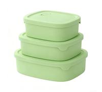 Lot de 3 boîtes à goûter en silicone avec double couvercle verrouillable pour un transport sécurisé des liquides et des solides dans le réfrigérateur, le four à micro-ondes, le four et le