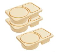 Lot de 3 boîtes à goûter en silicone avec joint étanche et double compartiments pour voyage, bureau, pique-nique, boîte à déjeuner, passe au micro-ondes et au lave-vaisselle (jaune)