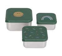 Lot De 3 Boîtes À Goûter Happy Rascals Smile - Vert Vert