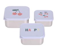 Lot de 3 boîtes à goûter inox happy fruits cerise (0,5 l)