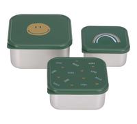 Lot de 3 boîtes à goûter inox Happy Rascals Smile vert